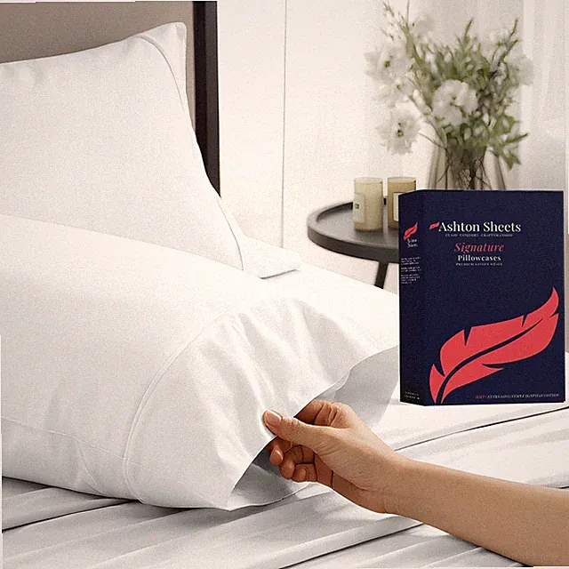 100% Egyptian Cotton Pillow Cases King Size Set of 2 - Luxury 1200 Series Sig...