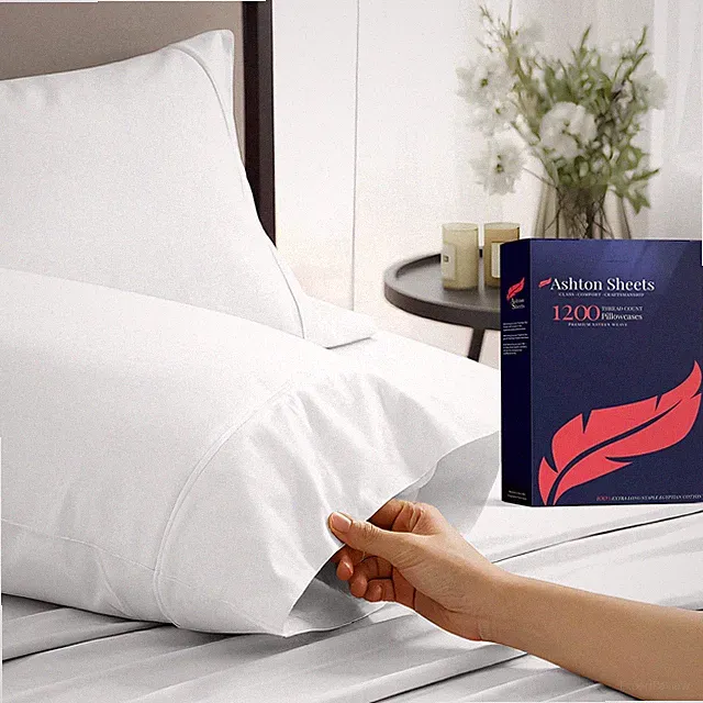 100% Egyptian Cotton Pillow Cases King Size Set of 2 - Luxury 1200 Thread Count