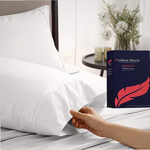 100% Egyptian Cotton Pillow Cases Standard/Queen Size Set of 2 - Luxury 1200...