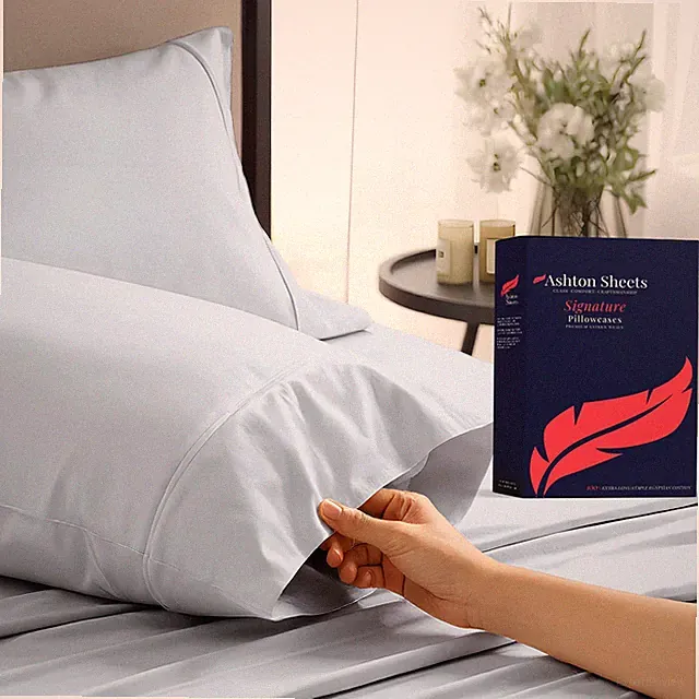 100% Egyptian Cotton Queen Pillow Cases Set of 2 - Luxury 1200 Thread Count P...