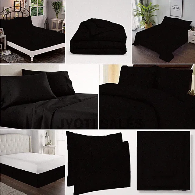 Awesome Bedding 1000TC/1200TC 100% Cotton Select Item Black Solid