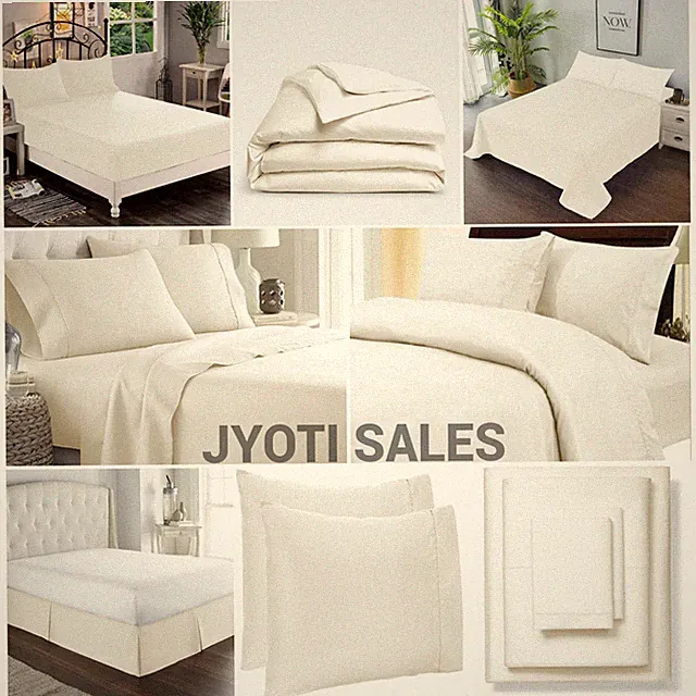 Awesome Bedding 1000TC/1200TC 100% Cotton Select Item Ivory Solid