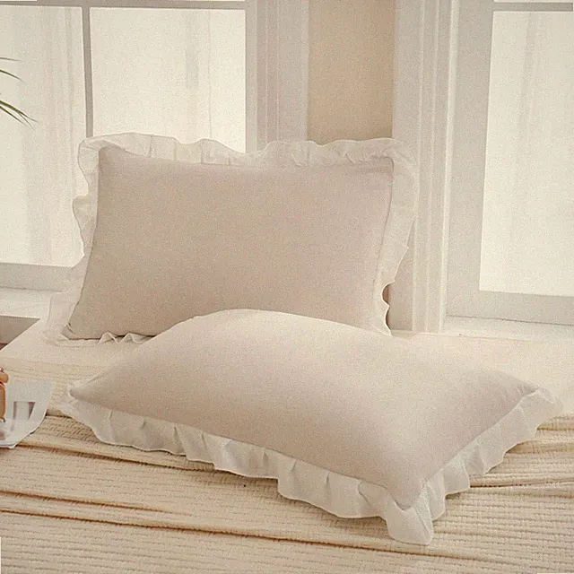 Beige Pillow Shams Beige and White Reversible Standard Pillowcases Cute Pillo...