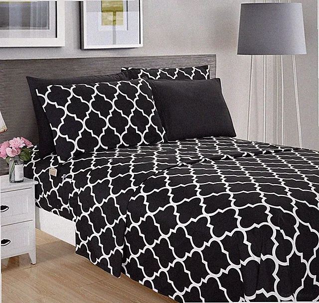 Elegant Comfort 6-Piece Quatrefoil Printed Deep Pocket Bed Sheet Set, Luxurio...