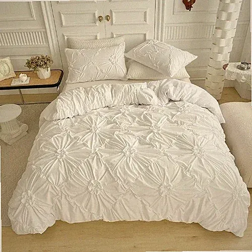 High End Three-dimensional Pinch Pleated Duvet Cover Set SolidColor SingleDouble