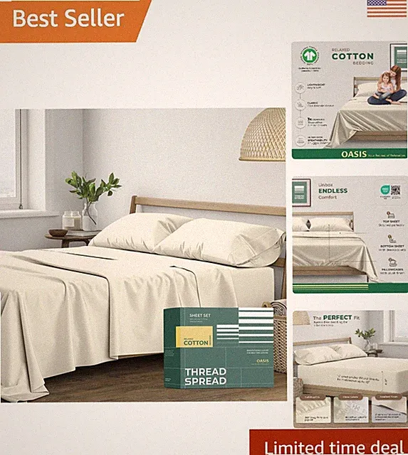 King Size 100% Organic Cotton Sheet Set - Crisp, Soft, & Hotel Quality Comfort
