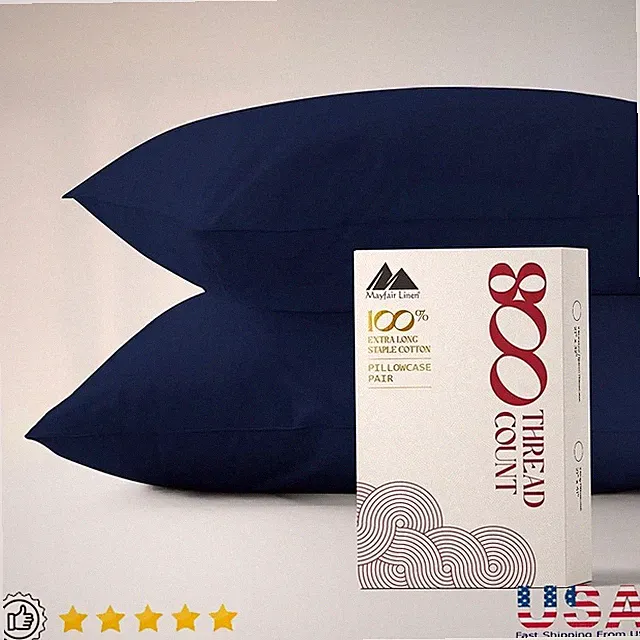 Luxury 100% Egyptian Cotton Pillow Cases Set of 2 Soft Durable Sateen 800 TC New