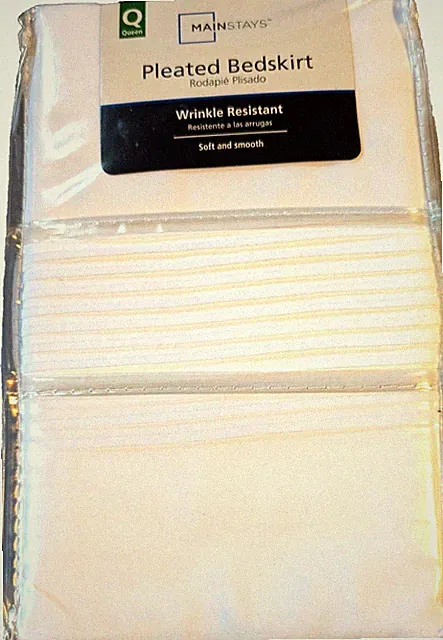 Pleated Queen Bed Skirt New w/ Tags Wrinkle Resistance 14" drop White PET RESCUE