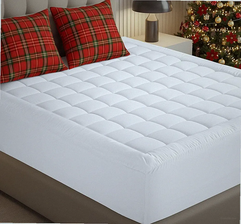 Quilted Fitted Premium Mattress Pad Queen Size - Pillow Top Matt