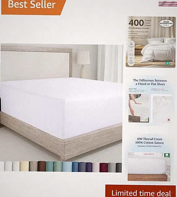 Soft & Silky Queen Fitted Sheet - 100% Long Staple Cotton, Deep Pocket Style