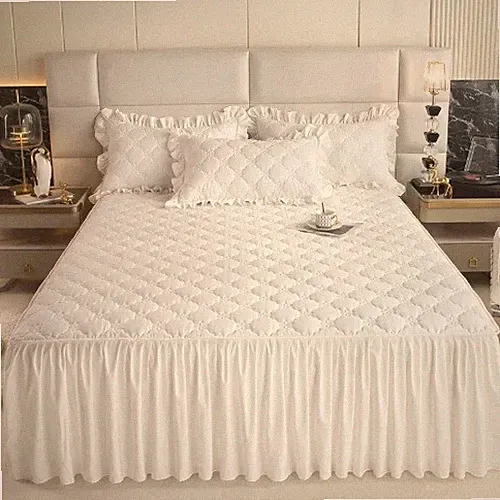 Thickened Bed Skirt SolidColor Bed Cover Quilted MattressProtector Skin-friendly