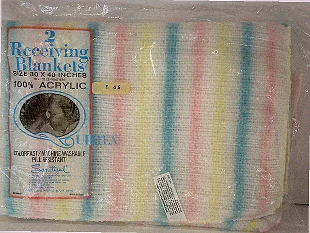 Vintage Quiltex (2) Baby Receiving Blankets 30x40 Sanitized Pill Resistant NEW